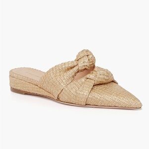 Tuckernuck || Gold Lucia Raffia Wedges Knot Mules Tan 9